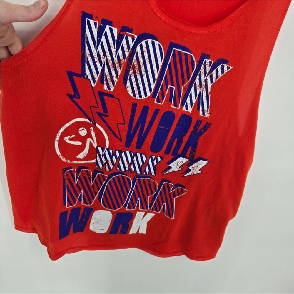 Zumba Fitness Red Tank Top with Blue and White Graphic